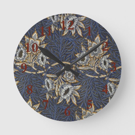 william morris tulip and willow tapestry pattern ronde klok (Voorkant)