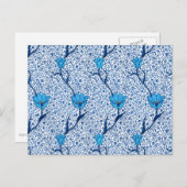 William Morris Tulip Damask, Cobalt Blue Briefkaar Briefkaart (Voorkant / Achterkant)