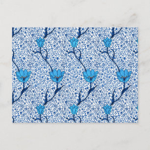 William Morris Tulip Damask, Cobalt Blue Briefkaar Briefkaart