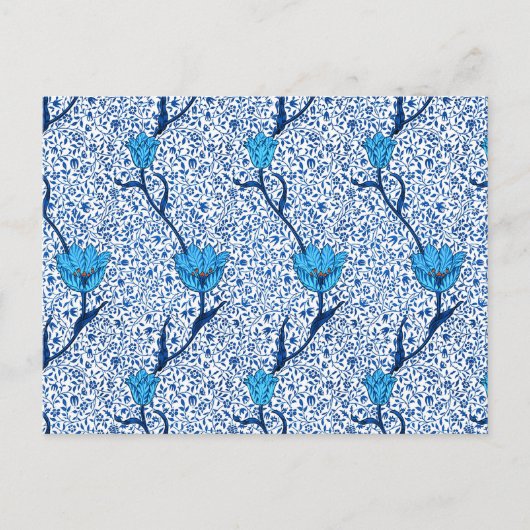 William Morris Tulip Damask, Cobalt Blue Briefkaar Briefkaart (Voorkant)