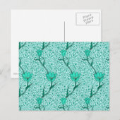 William Morris Tulip Damask, Turquoise Briefkaart (Voorkant / Achterkant)