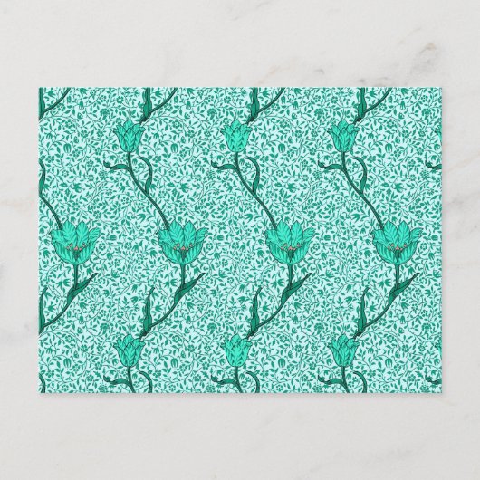 William Morris Tulip Damask, Turquoise Briefkaart (Voorkant)