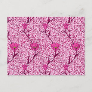 William Morris Tulip Damask, Wine & Fuchsia Pink P Briefkaart