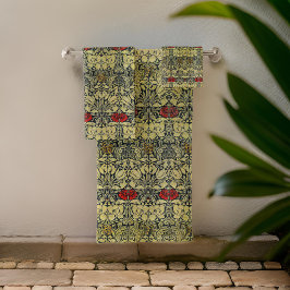 William Morris Tulip en Roos Gold Red Bad Handdoek