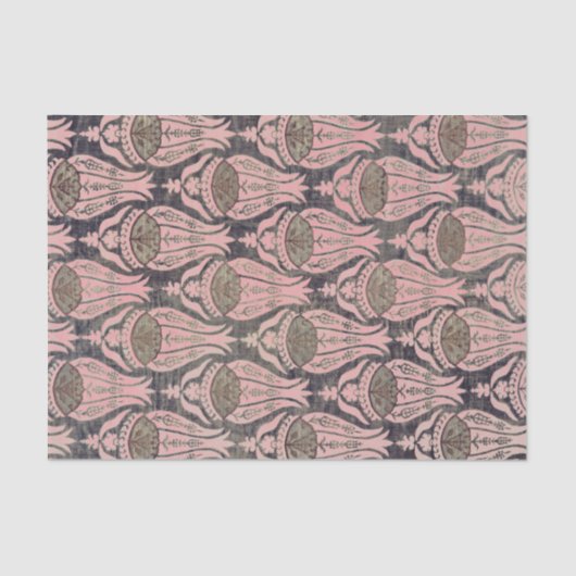 William Morris TULIP GRAY EN PINK Tissue Paper Tissuepapier (Voorkant)