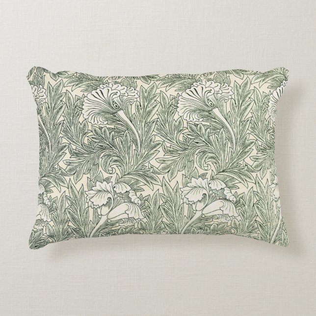 William Morris Tulip Wallpaper Classic Green Accent Kussen (Voorkant)