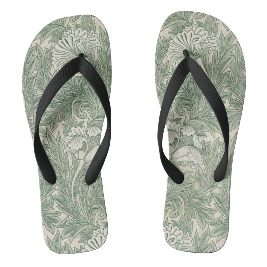 william morris tulip wallpaper groen teenslippers (Voetbed)