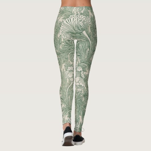 william morris tulip wallpaper textile green leggings (Achterkant)