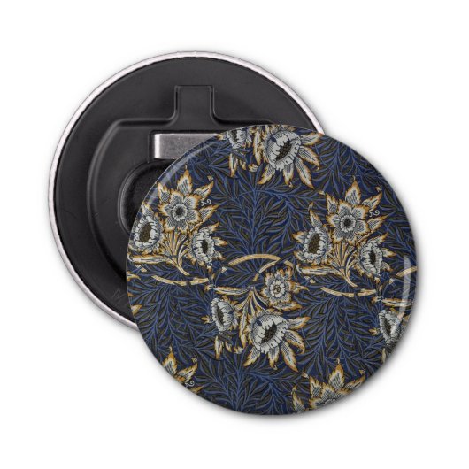 William Morris Tulip Willow Blauw Patroon Button Flesopener (Voorkant)