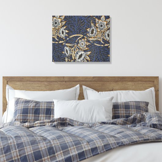 William Morris Tulip Willow Blauw Patroon Canvas Afdruk (Insitu (Slaapkamer))