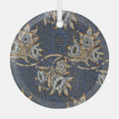 William Morris Tulip Willow Blauw Patroon Glas Ornament (Voorkant)