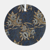 William Morris Tulip Willow Blauw Patroon Glas Ornament (Achterkant)