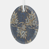 William Morris Tulip Willow Blauw Patroon Glas Ornament (Voorkant links)