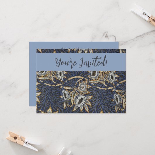 William Morris Tulip Willow Blauw Patroon Kaart (Voorkant / Achterkant in situ)