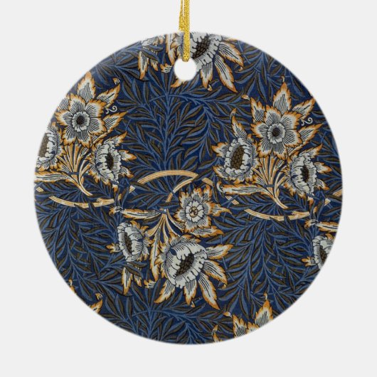 William Morris Tulip Willow Blauw Patroon Keramisch Ornament (Achterkant)