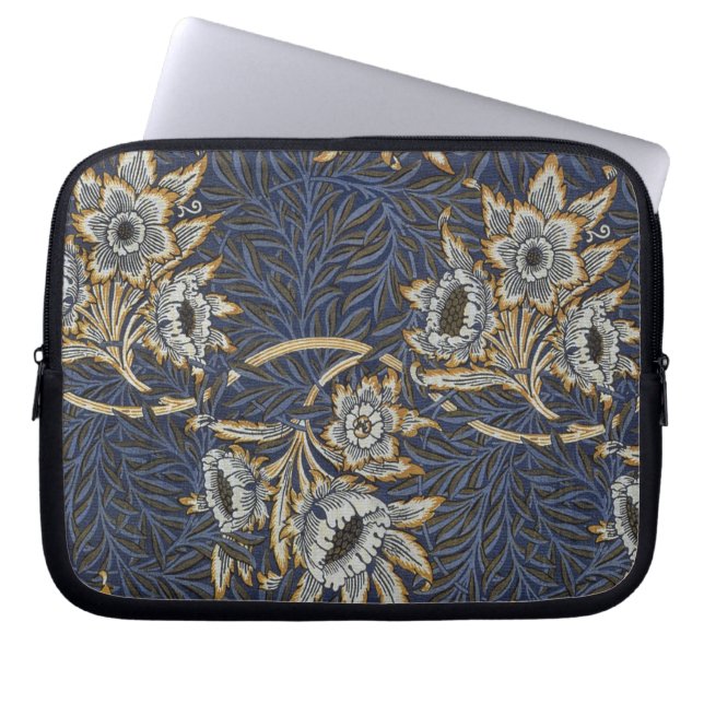William Morris Tulip Willow Blauw Patroon Laptop Sleeve (Voorkant)