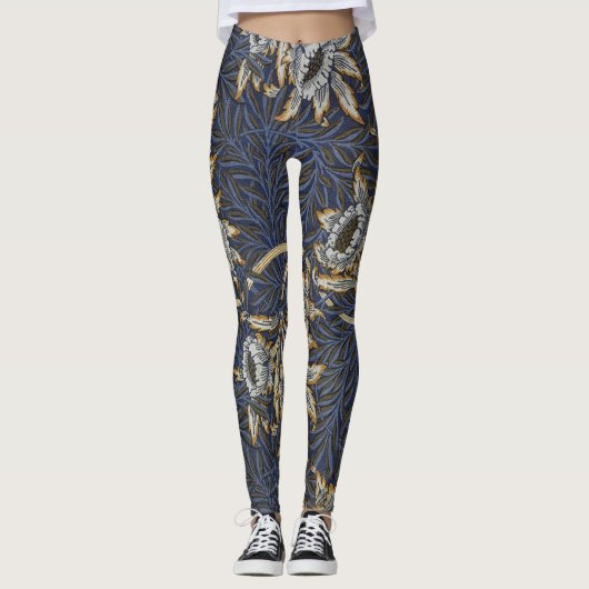 William Morris Tulip Willow Blauw Patroon Leggings (Voorkant)