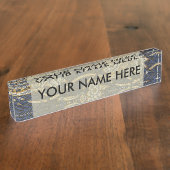 William Morris Tulip Willow Blauw Patroon Naambordje (Zijkant)