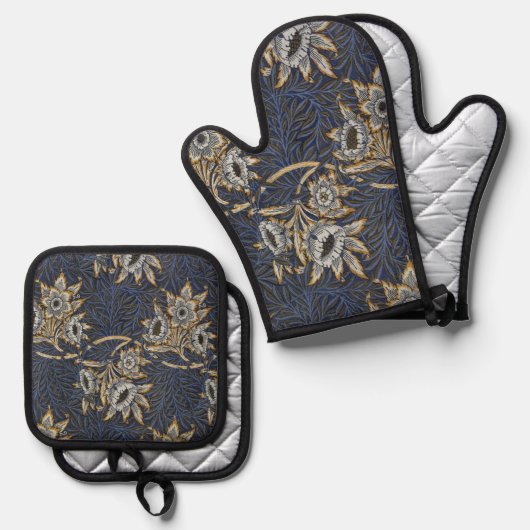 William Morris Tulip Willow Blauw Patroon Ovenwant & Pannenlap Set (Voorkant / Achterkant)