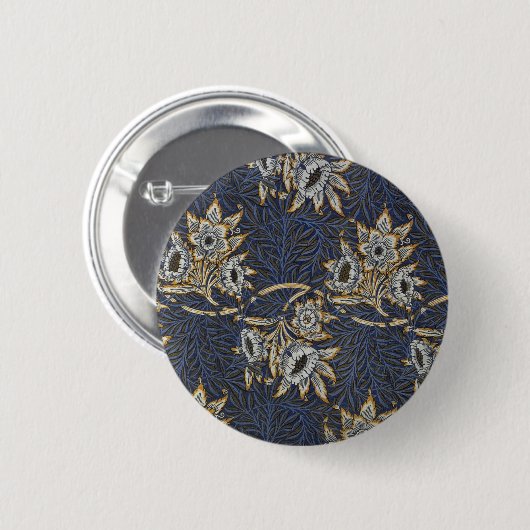 William Morris Tulip Willow Blauw Patroon Ronde Button 5,7 Cm (Voorkant /achterkant)