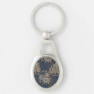 William Morris Tulip Willow Blauw Patroon Sleutelhanger