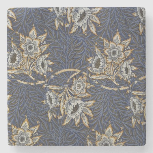 William Morris Tulip Willow Blauw Patroon Stenen Onderzetter (Voorkant)