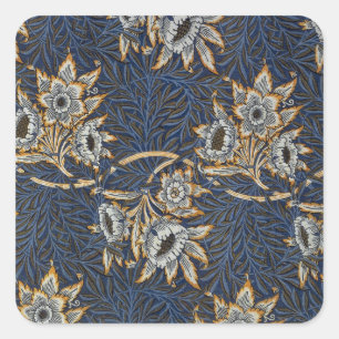 William Morris Tulip Willow Blauw Patroon Vierkante Sticker