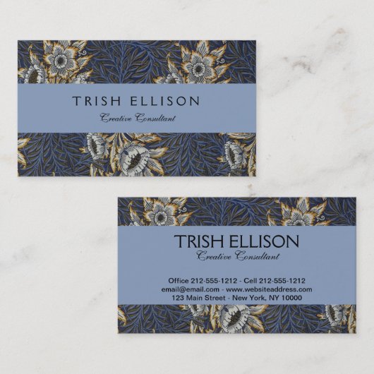 William Morris Tulip Willow Blauw Patroon Visitekaartje (Voorkant / Achterkant)