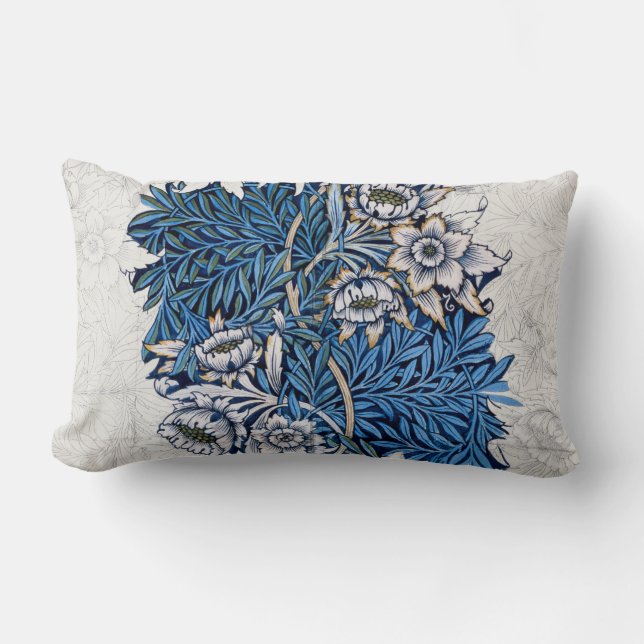  William Morris Tulip Willow Blue Floral Kussen (Voorkant)