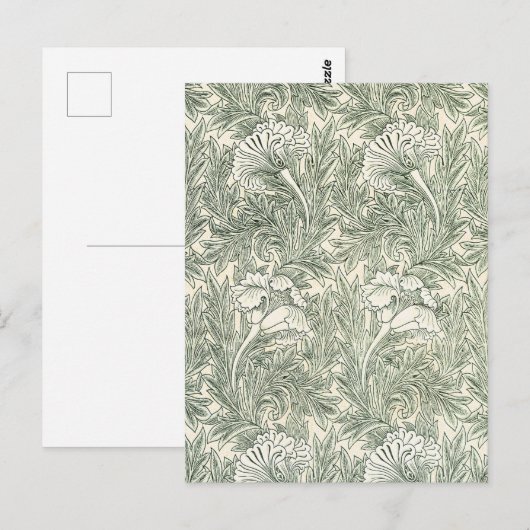William Morris tulp behang textiel groen Briefkaart (Voorkant / Achterkant)