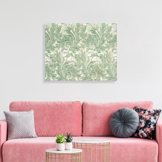 William Morris tulp behang textiel groen Canvas Afdruk (Insitu (Woonkamer))