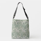 William Morris tulp behang textiel groen Crossbody Tas (Achterkant)