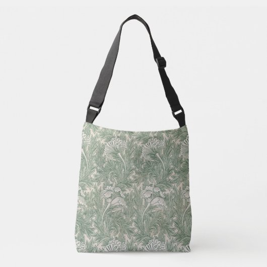 William Morris tulp behang textiel groen Crossbody Tas (Voorkant)
