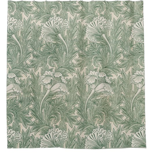 William Morris tulp behang textiel groen Douchegordijn (Voorkant)