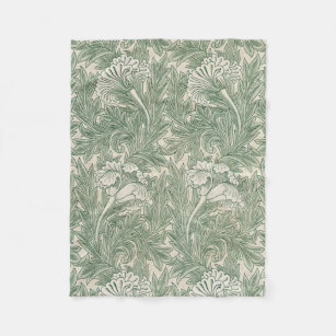 William Morris tulp behang textiel groen Fleece Deken