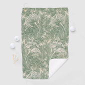 William Morris tulp behang textiel groen Golfhanddoek (Insitu)