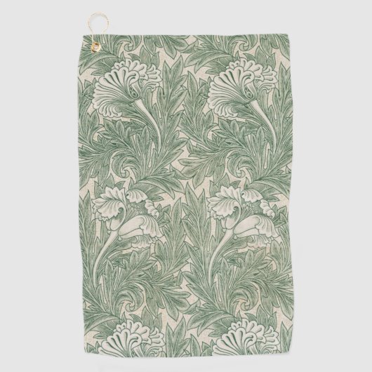William Morris tulp behang textiel groen Golfhanddoek (Voorkant)