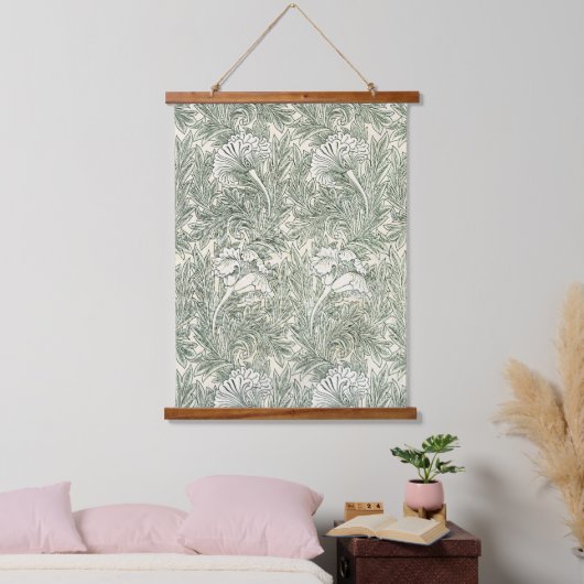 William Morris tulp behang textiel groen Hangend Wandkleed (Slaapkamer)