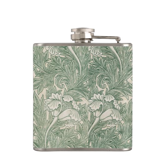 William Morris tulp behang textiel groen Heupfles (Achterkant)