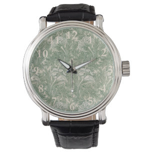 William Morris tulp behang textiel groen Horloge