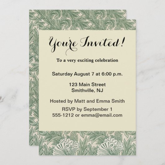 William Morris tulp behang textiel groen Kaart (Voorkant / Achterkant)