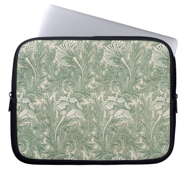 William Morris tulp behang textiel groen Laptop Sleeve (Voorkant)