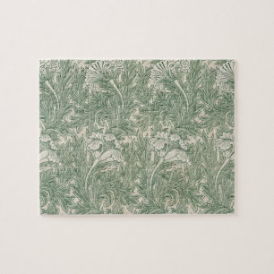 William Morris tulp behang textiel groen Legpuzzel