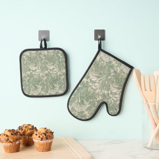 William Morris tulp behang textiel groen Ovenwant & Pannenlap Set (Insitu(Ophanging))