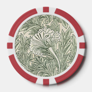 William Morris tulp behang textiel groen Poker Chips