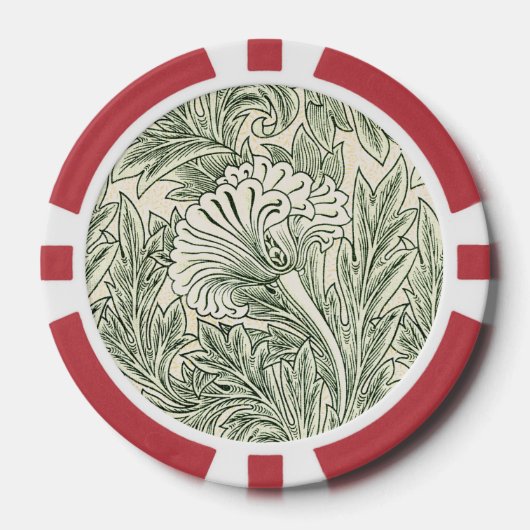 William Morris tulp behang textiel groen Poker Chips (Voorkant)
