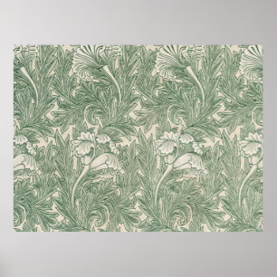William Morris tulp behang textiel groen Poster