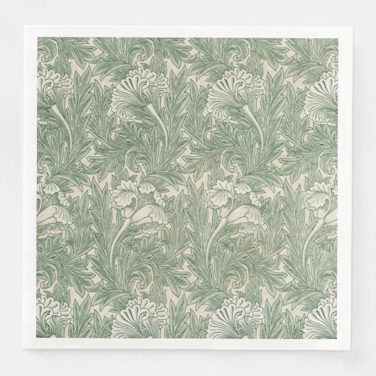 William Morris tulp behang textiel groen Servet (Voorkant)