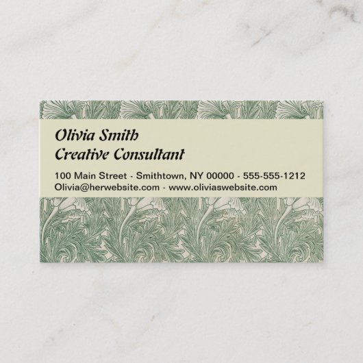 William Morris tulp behang textiel groen Visitekaartje (Voorkant)