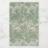 William Morris tulp behang textiel groen Voedselcontainer Etiket (Enkel label)